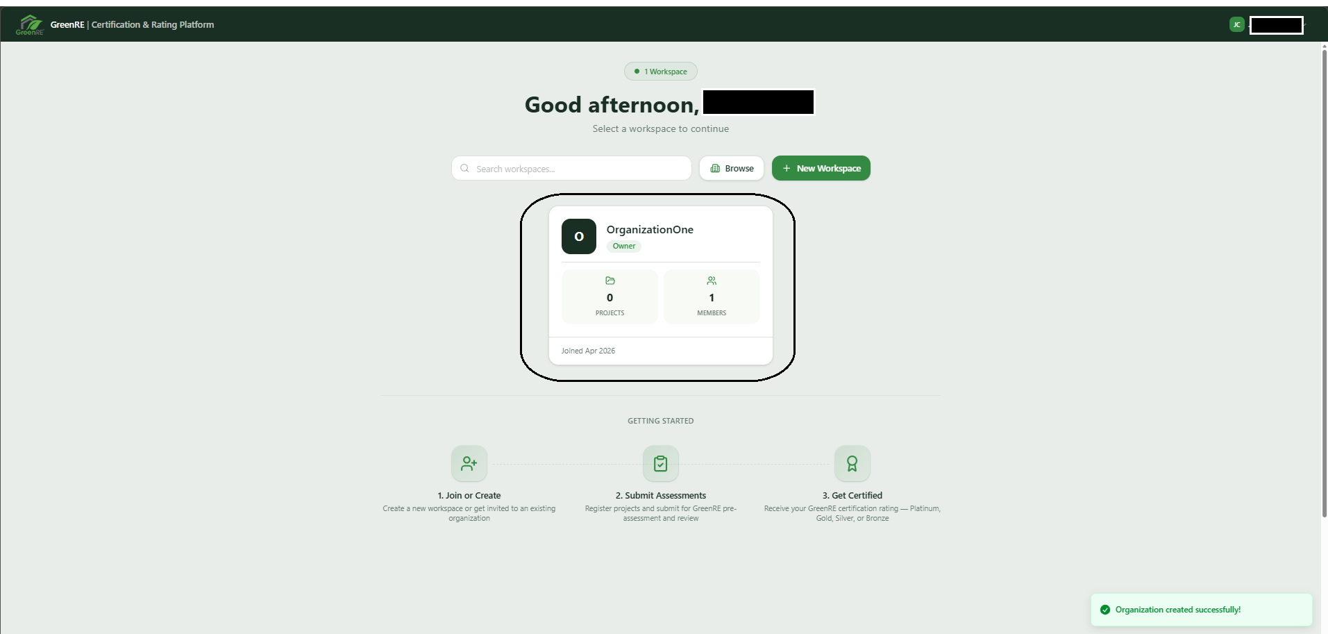 Creating Your Organization | GreenRE App Documentation