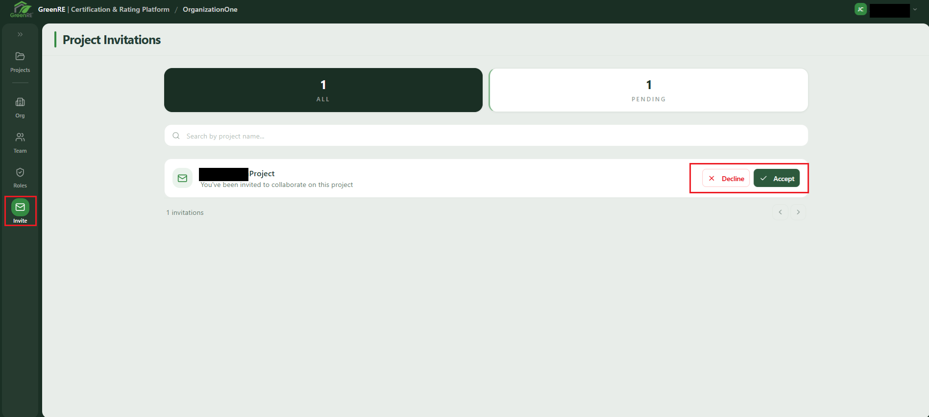 Project Invitations | GreenRE App Documentation