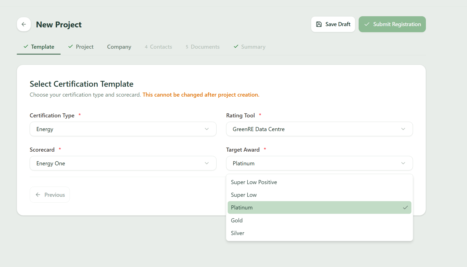 Creating a Project | GreenRE App Documentation