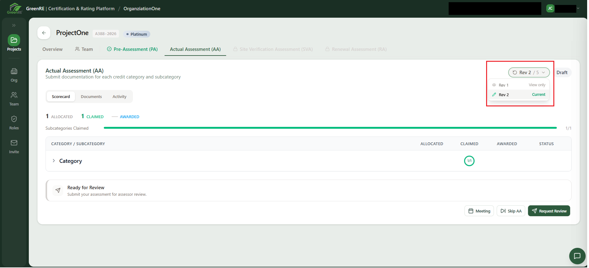 Actual Assessment (AA) | GreenRE App Documentation